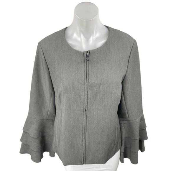NEW Banana Republic Gray Bell Long Sleeve Zip Up Blazer Coat Jacket Size 10 - Picture 1 of 5